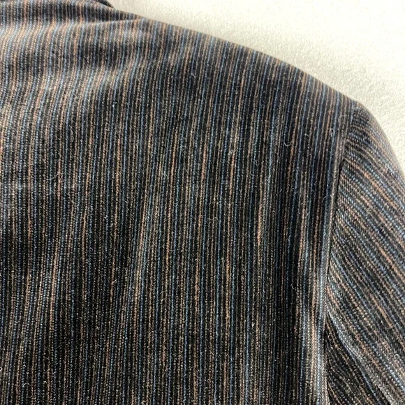 Jack Victor Prossimo Velvet Blazer Sport Coat Mens 44L Black Stripe Cotton Modal